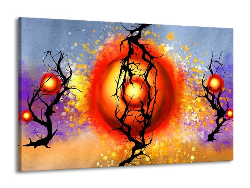 Glas schilderij Art | Rood, Zwart, Paars | 140x90cm 1Luik