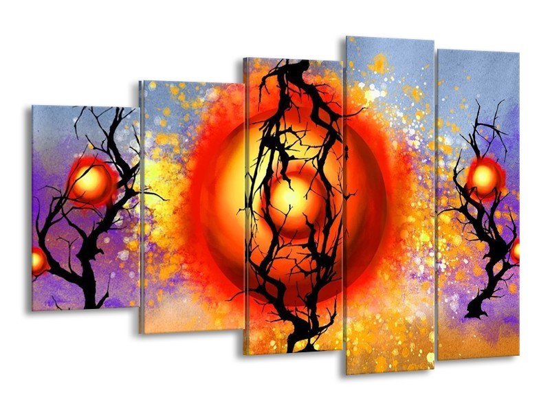 Glas schilderij Art | Rood, Zwart, Paars | 150x100cm 5Luik