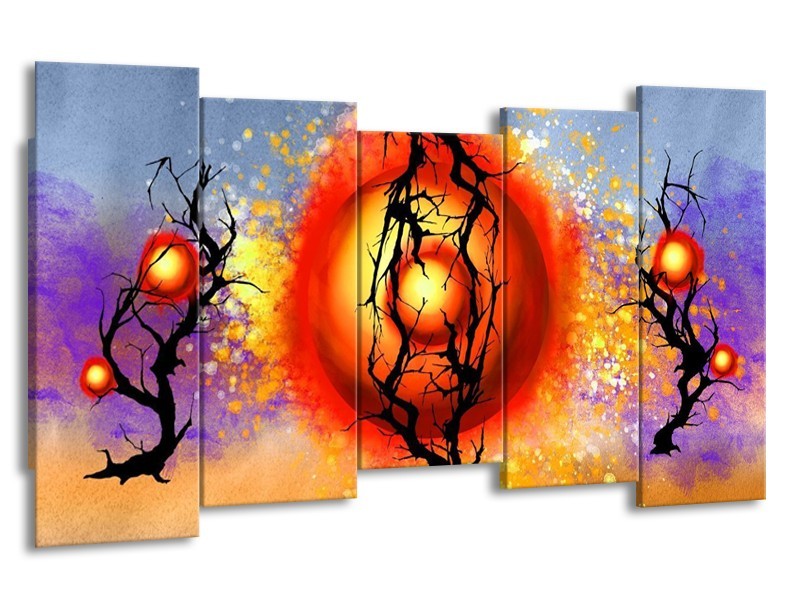 Glas schilderij Art | Rood, Zwart, Paars | 150x80cm 5Luik