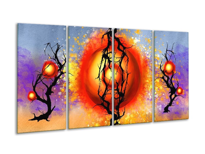 Glas schilderij Art | Rood, Zwart, Paars | 160x80cm 4Luik