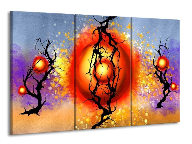 Glas schilderij Art | Rood, Zwart, Paars | 165x100cm 3Luik