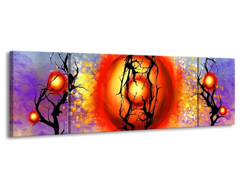 Canvas schilderij Art | Rood, Zwart, Paars | 170x50cm 3Luik