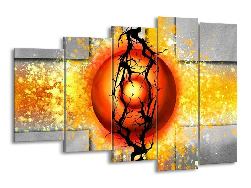 Glas schilderij Art | Geel, Grijs, Rood | 150x100cm 5Luik