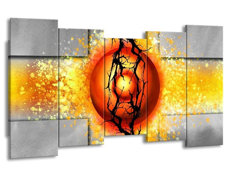 Glas schilderij Art | Geel, Grijs, Rood | 150x80cm 5Luik