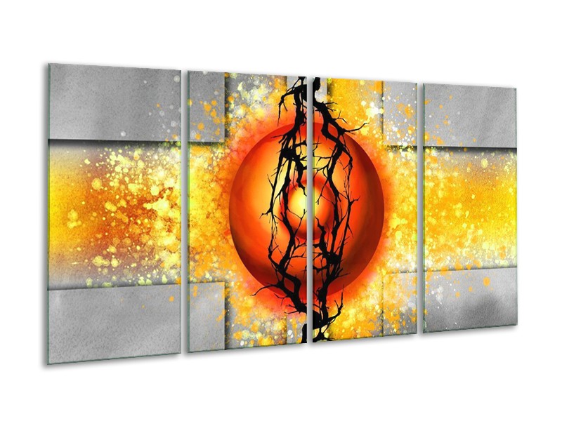 Glas schilderij Art | Geel, Grijs, Rood | 160x80cm 4Luik