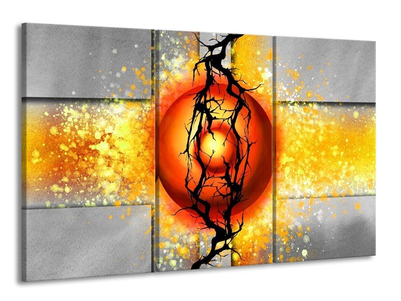 Glas schilderij Art | Geel, Grijs, Rood | 165x100cm 3Luik