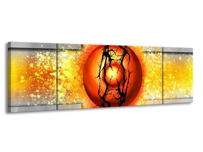 Glas schilderij Art | Geel, Grijs, Rood | 170x50cm 3Luik