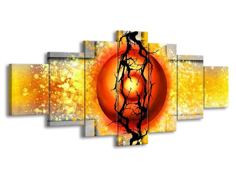 Glas schilderij Art | Geel, Grijs, Rood | 210x100cm 7Luik