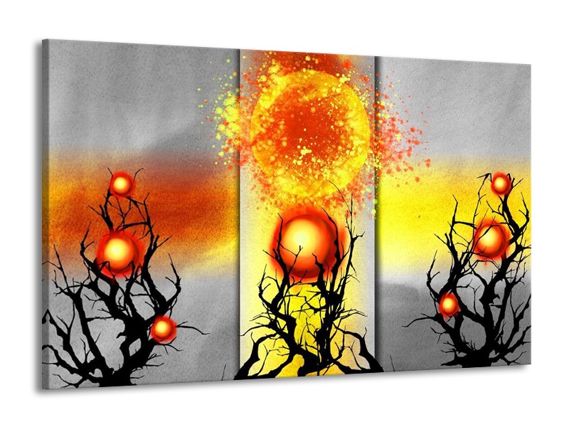Glas schilderij Art | Geel, Grijs, Rood | 140x90cm 1Luik