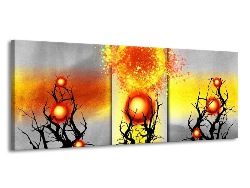 Glas schilderij Art | Geel, Grijs, Rood | 145x58cm 1Luik