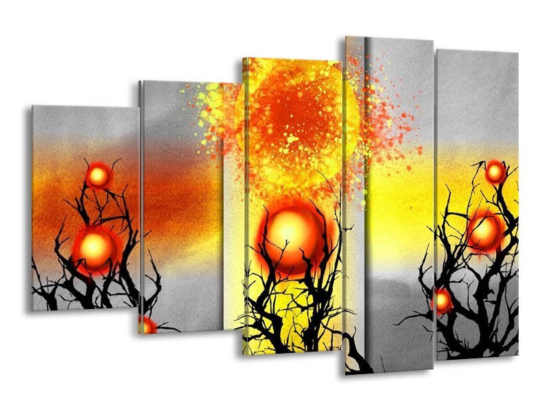 Glas schilderij Art | Geel, Grijs, Rood | 150x100cm 5Luik