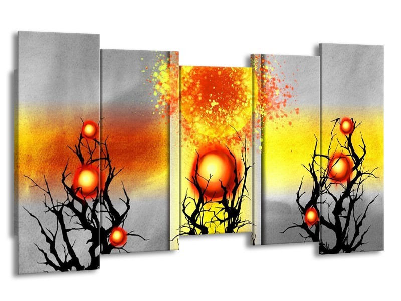 Glas schilderij Art | Geel, Grijs, Rood | 150x80cm 5Luik