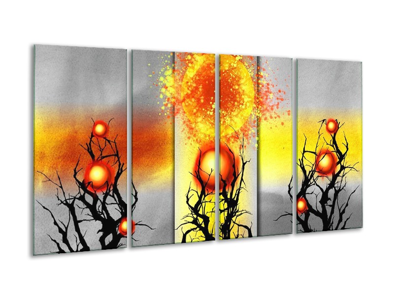 Glas schilderij Art | Geel, Grijs, Rood | 160x80cm 4Luik
