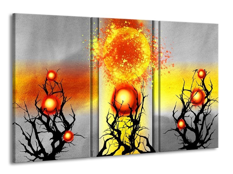 Glas schilderij Art | Geel, Grijs, Rood | 165x100cm 3Luik