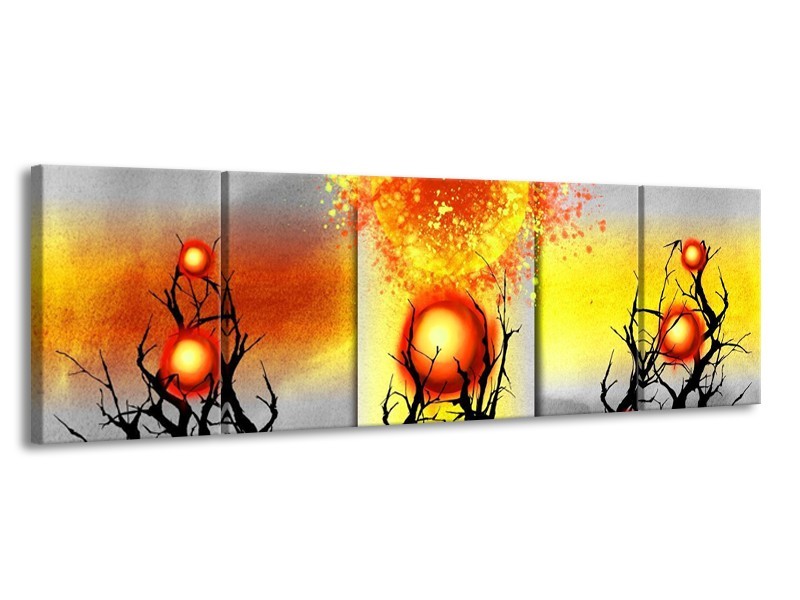 Glas schilderij Art | Geel, Grijs, Rood | 170x50cm 3Luik
