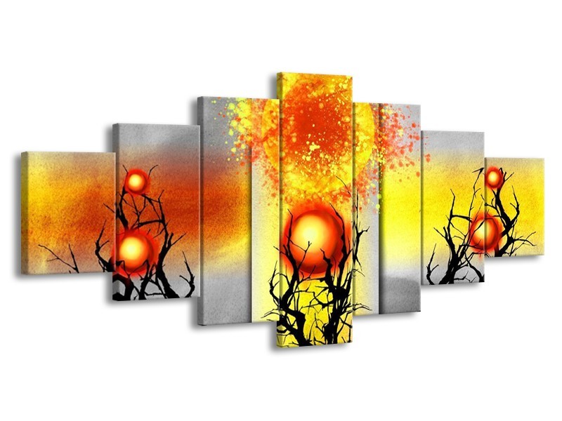 Glas schilderij Art | Geel, Grijs, Rood | 210x100cm 7Luik