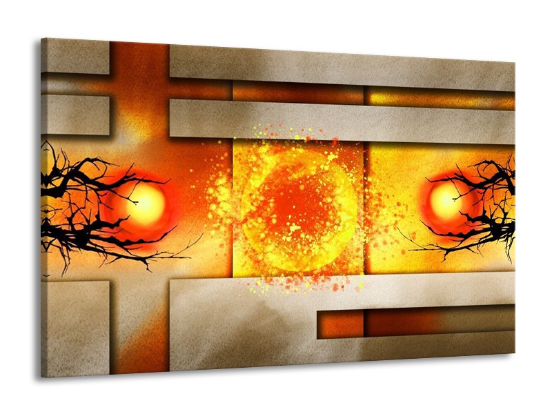 Glas schilderij Art | Geel, Grijs, Rood | 140x90cm 1Luik