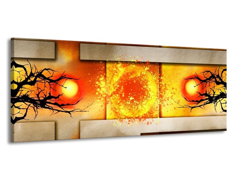Glas schilderij Art | Geel, Grijs, Rood | 145x58cm 1Luik