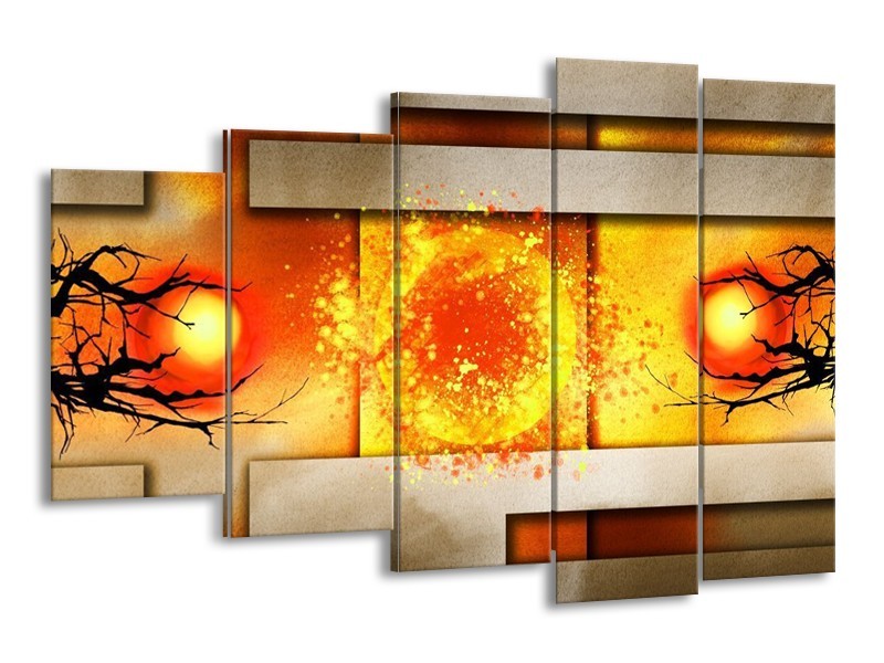 Glas schilderij Art | Geel, Grijs, Rood | 150x100cm 5Luik