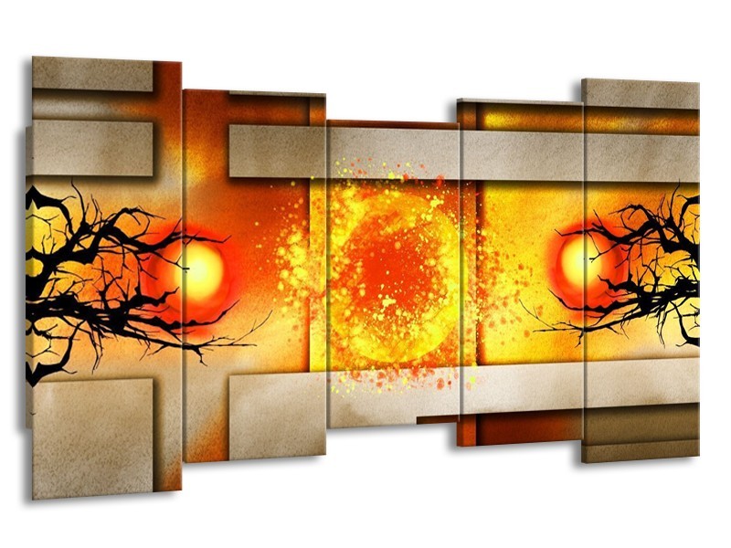 Glas schilderij Art | Geel, Grijs, Rood | 150x80cm 5Luik