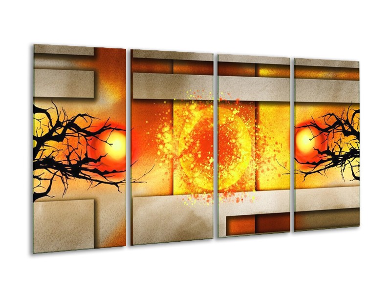 Glas schilderij Art | Geel, Grijs, Rood | 160x80cm 4Luik