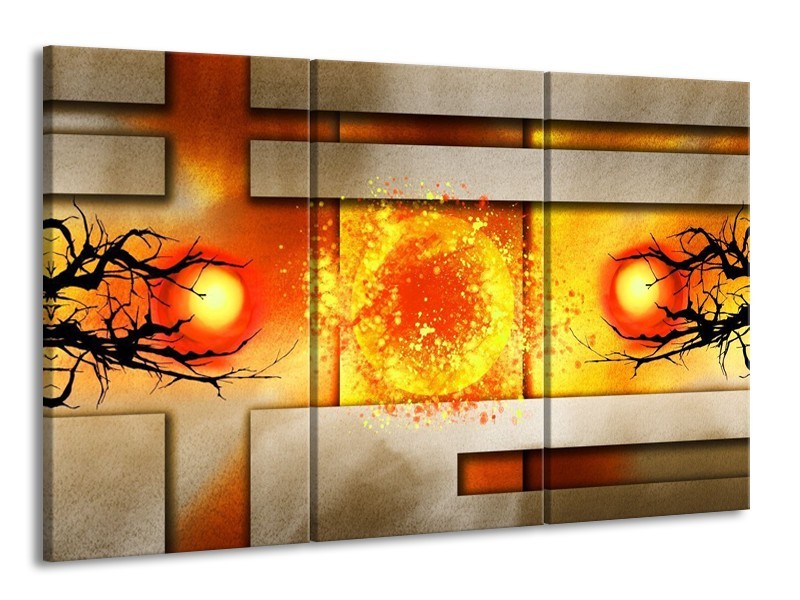 Glas schilderij Art | Geel, Grijs, Rood | 165x100cm 3Luik