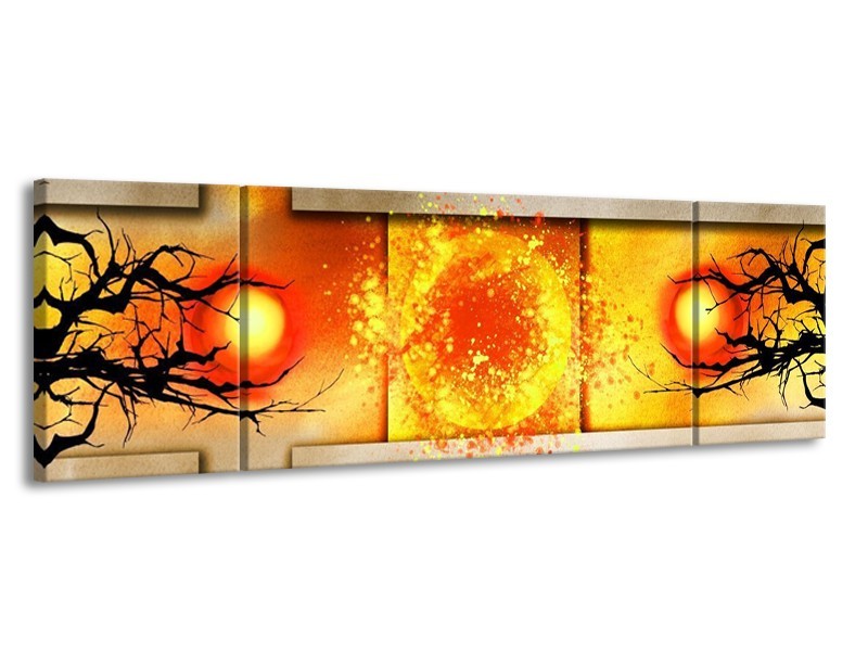 Glas schilderij Art | Geel, Grijs, Rood | 170x50cm 3Luik