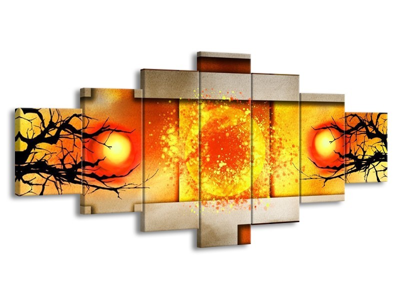 Glas schilderij Art | Geel, Grijs, Rood | 210x100cm 7Luik