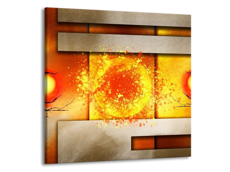 Glas schilderij Art | Geel, Grijs, Rood | 50x50cm 1Luik
