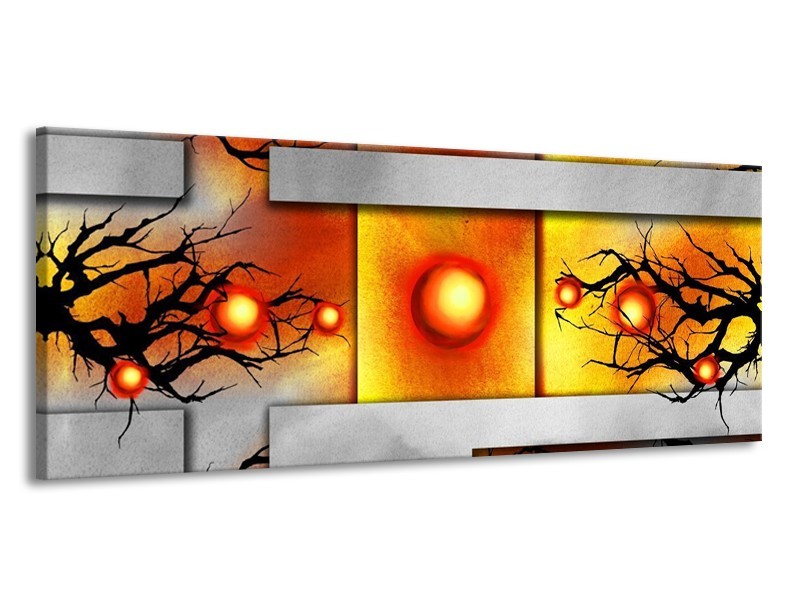 Glas schilderij Art | Grijs, Zwart, Oranje | 145x58cm 1Luik