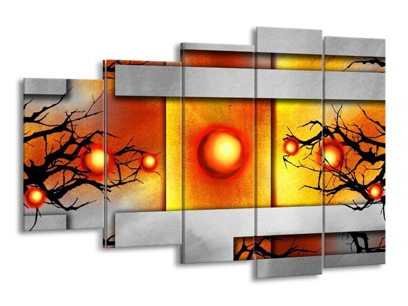 Glas schilderij Art | Grijs, Zwart, Oranje | 150x100cm 5Luik
