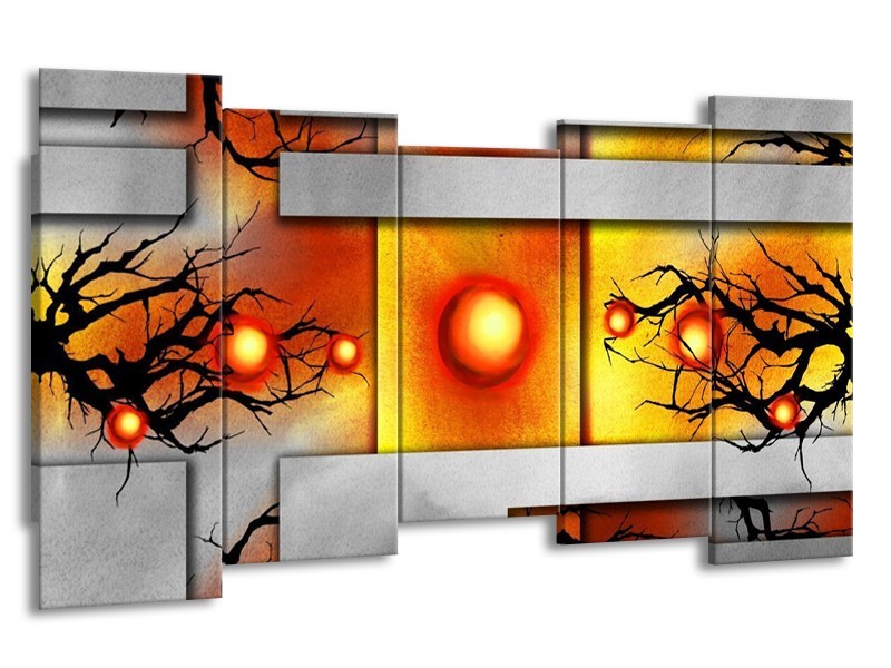 Glas schilderij Art | Grijs, Zwart, Oranje | 150x80cm 5Luik