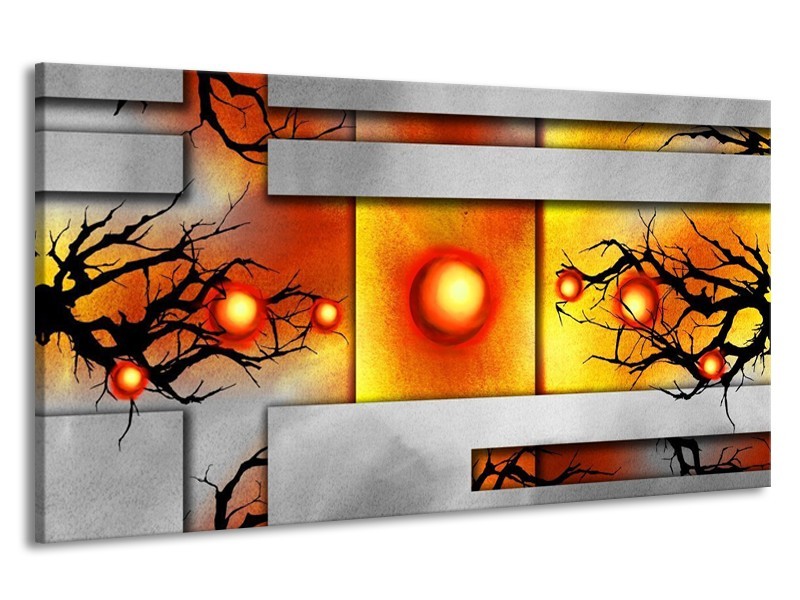Canvas schilderij Art | Grijs, Zwart, Oranje | 190x100cm 1Luik