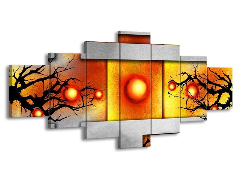 Glas schilderij Art | Grijs, Zwart, Oranje | 210x100cm 7Luik