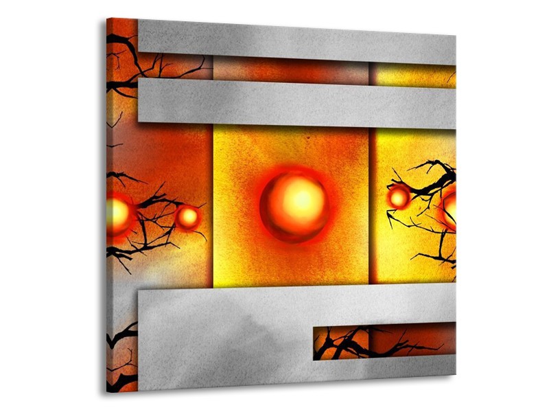 Canvas schilderij Art | Grijs, Zwart, Oranje | 50x50cm 1Luik