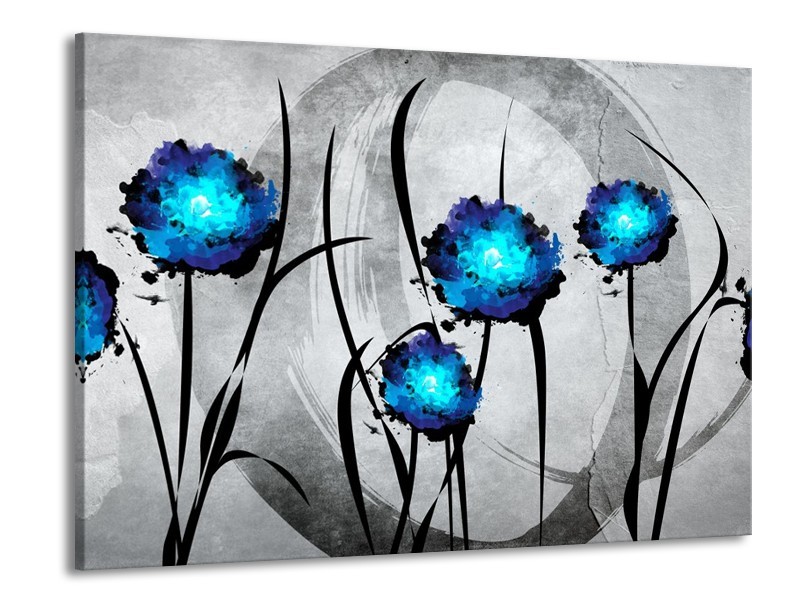 Canvas schilderij Tulp | Grijs, Blauw, Zwart | 100x70cm 1Luik