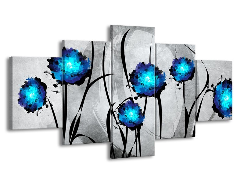 Glas schilderij Tulp | Grijs, Blauw, Zwart | 150x80cm 5Luik