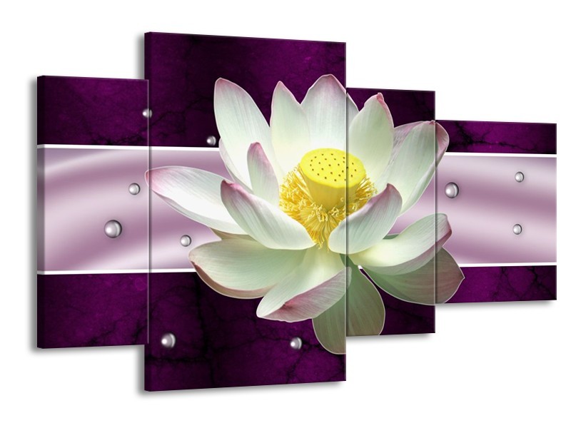 Glas schilderij Tuin | Paars, Wit | 120x75cm 4Luik