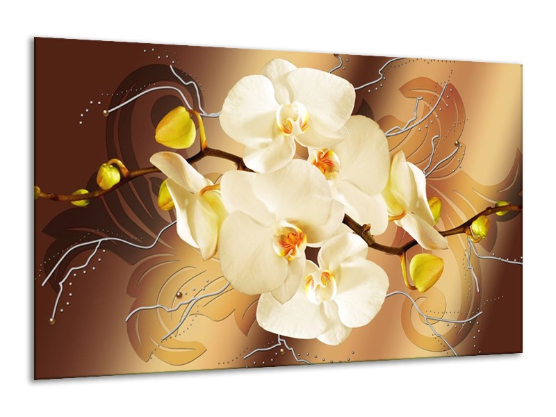 Canvas schilderij Orchidee | Bruin, Crème | 120x70cm 1Luik