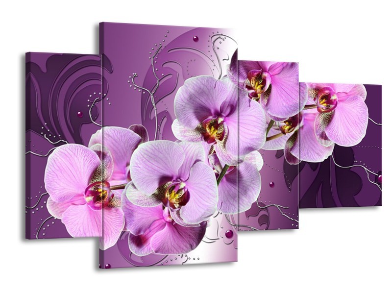 Glas schilderij Orchidee | Paars | 120x75cm 4Luik