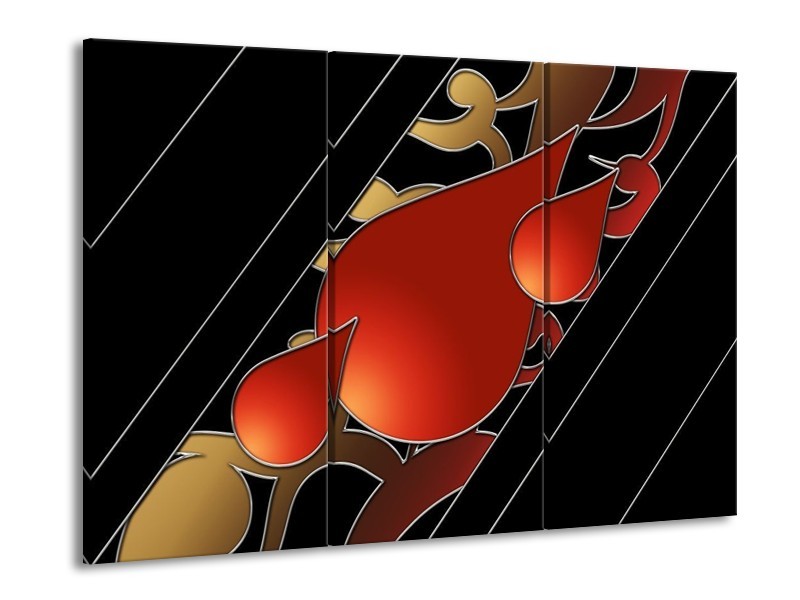 Canvas schilderij Art | Rood, Zwart | 90x60cm 3Luik