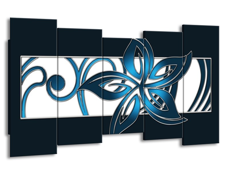 Glas schilderij Art | Blauw, Zwart, Wit | 150x80cm 5Luik