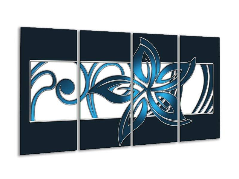 Glas schilderij Art | Blauw, Zwart, Wit | 160x80cm 4Luik