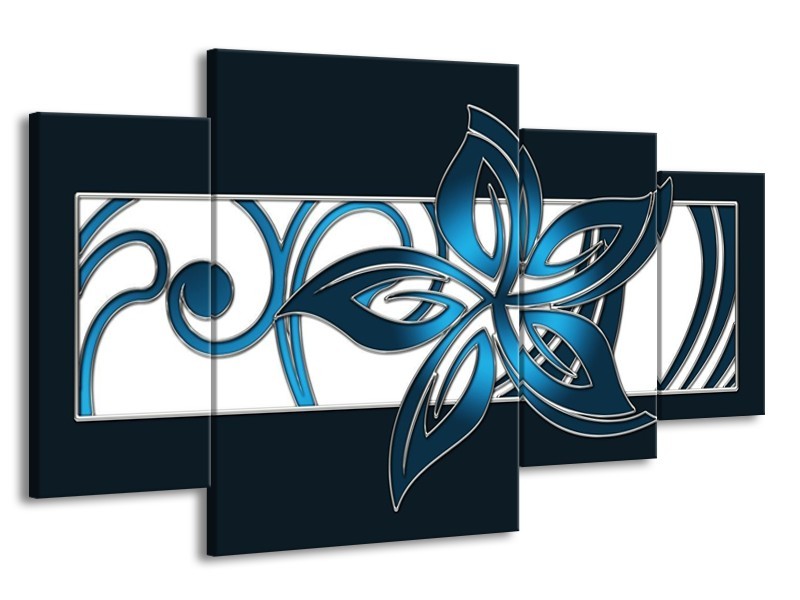 Glas schilderij Art | Blauw, Zwart, Wit | 160x90cm 4Luik