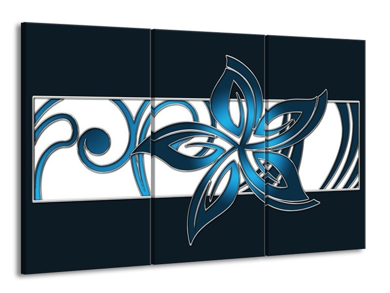 Glas schilderij Art | Blauw, Zwart, Wit | 165x100cm 3Luik