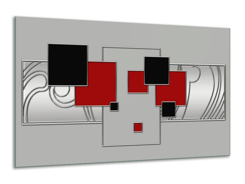 Canvas schilderij Vierkant | Grijs, Rood, Zwart | 120x70cm 1Luik