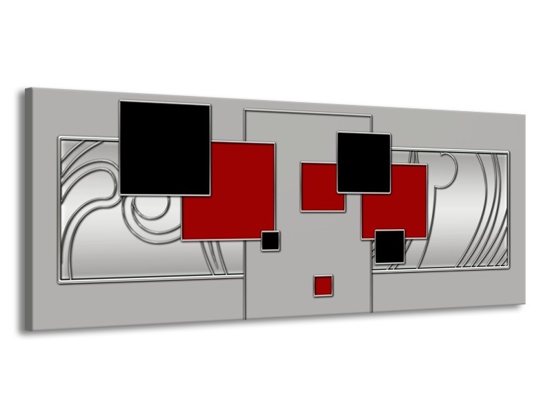 Glas schilderij Vierkant | Grijs, Rood, Zwart | 145x58cm 1Luik