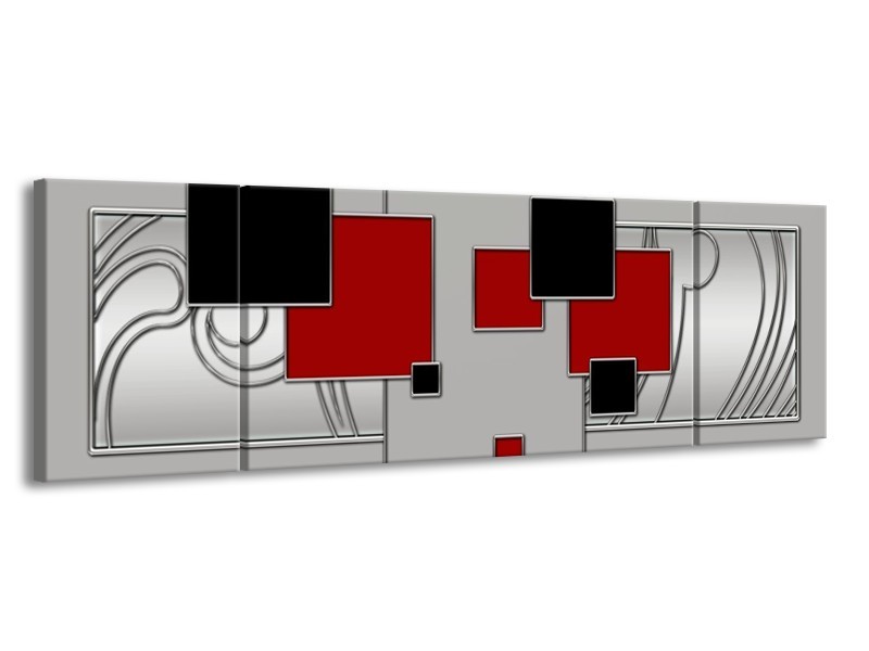 Glas schilderij Vierkant | Grijs, Rood, Zwart | 170x50cm 3Luik