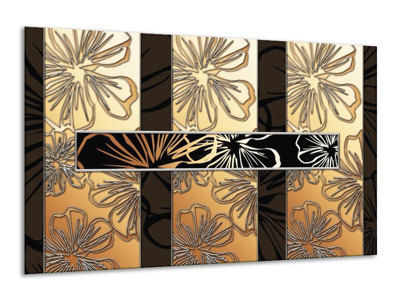 Canvas schilderij Art | Geel, Crème Bruin | 120x70cm 1Luik