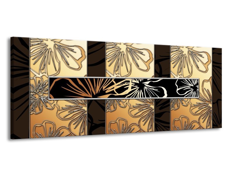Glas schilderij Art | Geel, Crème Bruin | 145x58cm 1Luik